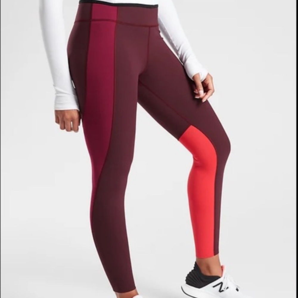 Athleta ASYM Colorblock Tights Plush Supersonic, Medium